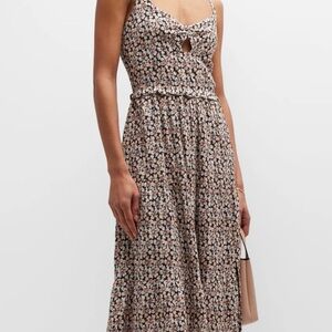 PAIGE Floral Midi Dress in Black and Cream